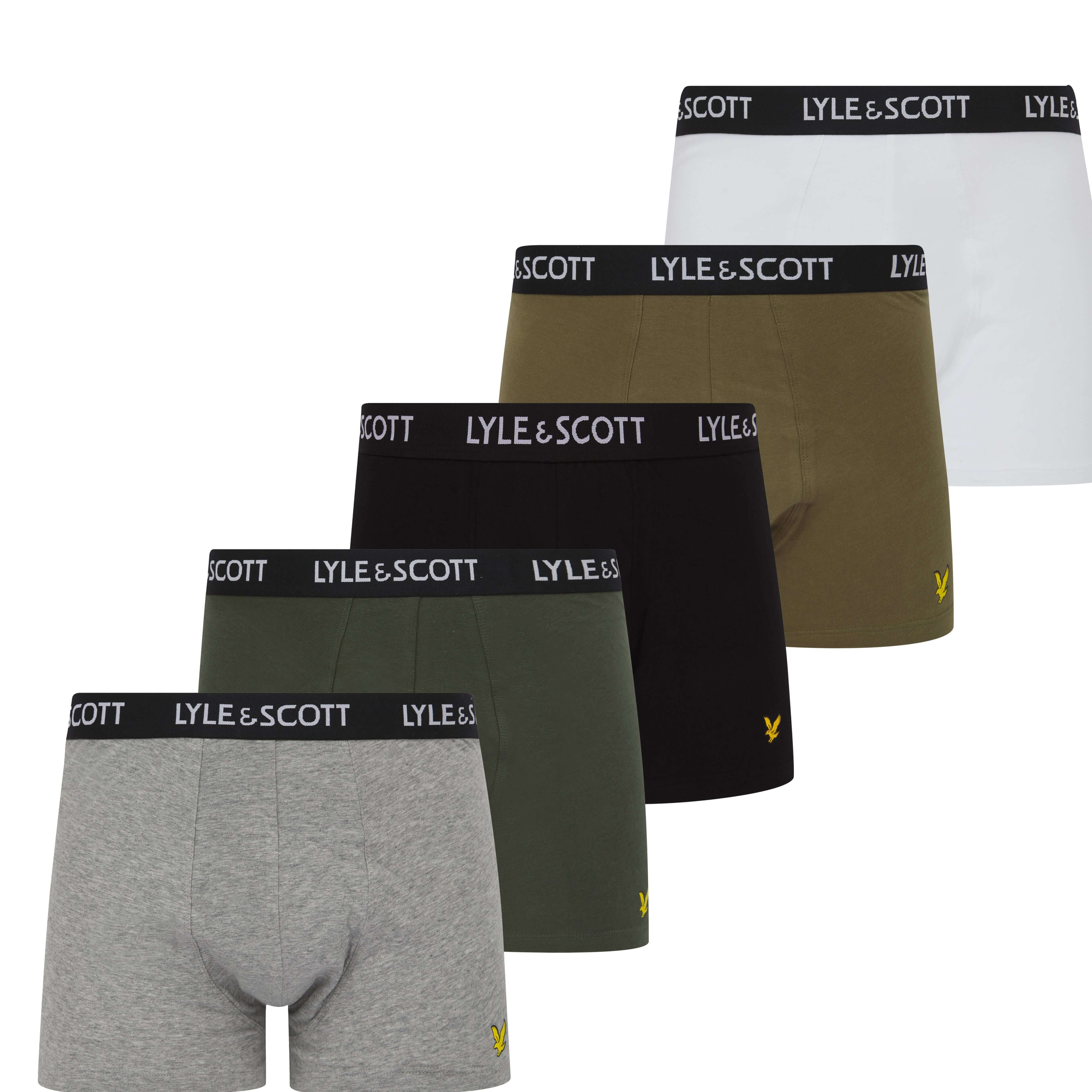 Lyle & Scott 5 Pack Miller Boxer Shorts – Cotton Stretch Trunks for Men, Multi