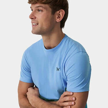 Crew Clothing Classic Crew Neck T-Shirt, 100% Cotton - Heritage Sky Blue