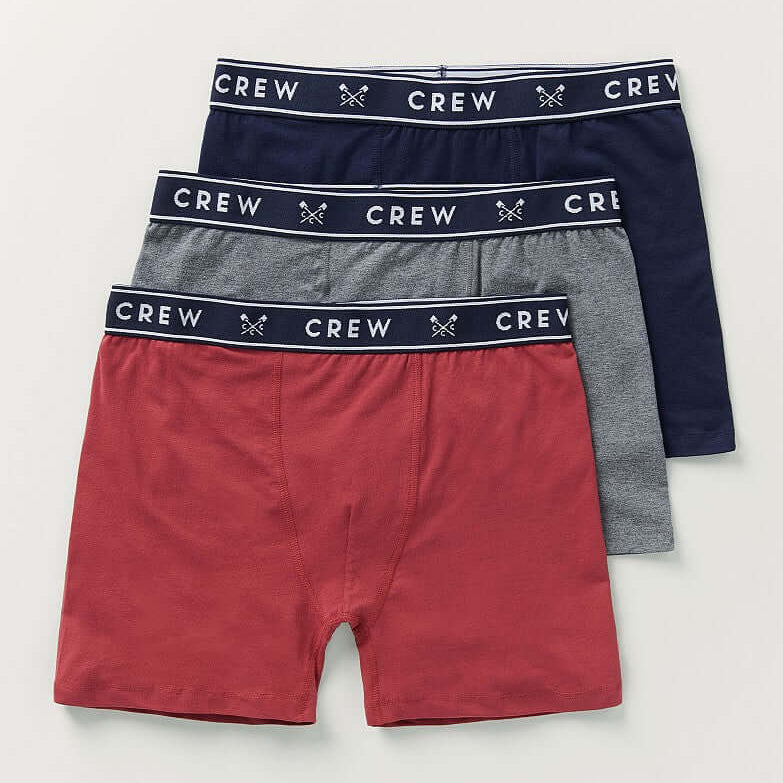 Crew Clothing Cotton 3 Pack Cotton Jersey Boxers - Navy/Red/Grey