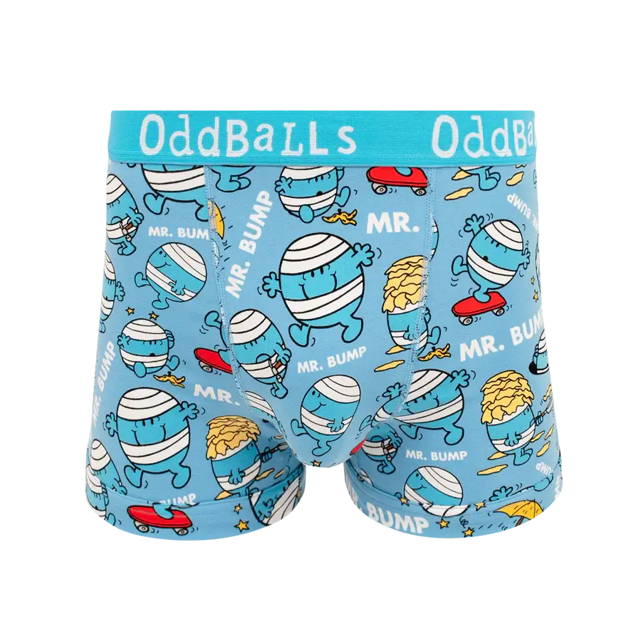 OddBalls Mr Bump – Mr Men Men’s Boxer Shorts - Cotton Stretch Trunks