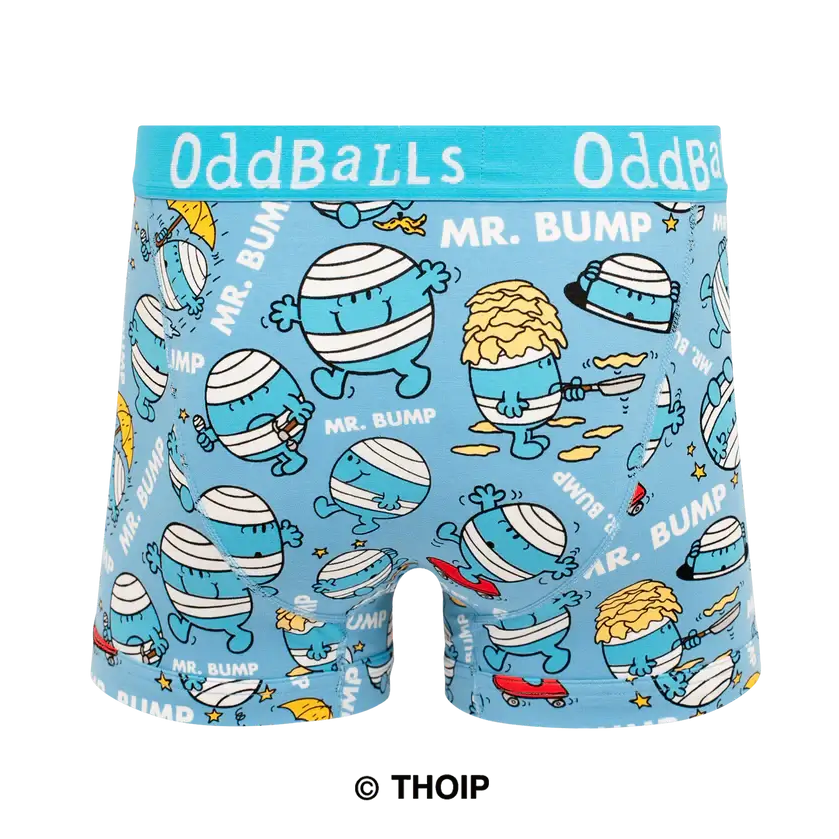 OddBalls Mr Bump – Mr Men Men’s Boxer Shorts - Cotton Stretch Trunks