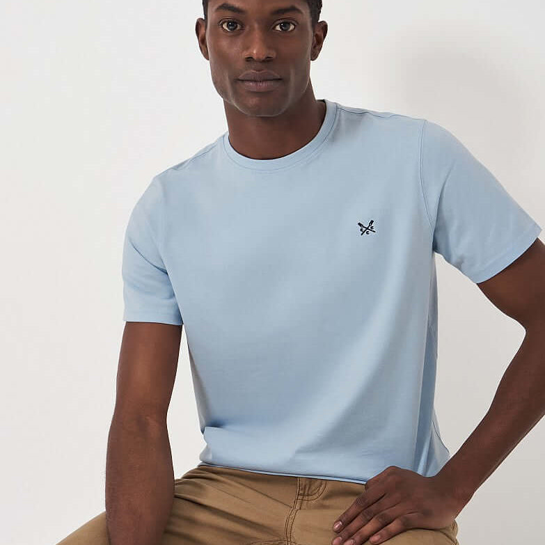 Crew Clothing Classic Crew Neck T-Shirt, 100% Cotton - Heritage Light Blue