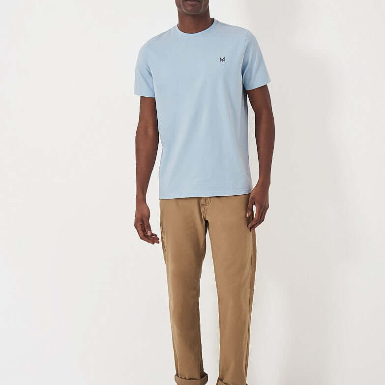 Crew Clothing Classic Crew Neck T-Shirt, 100% Cotton - Heritage Light Blue