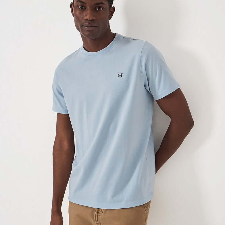 Crew Clothing Classic Crew Neck T-Shirt, 100% Cotton - Heritage Light Blue