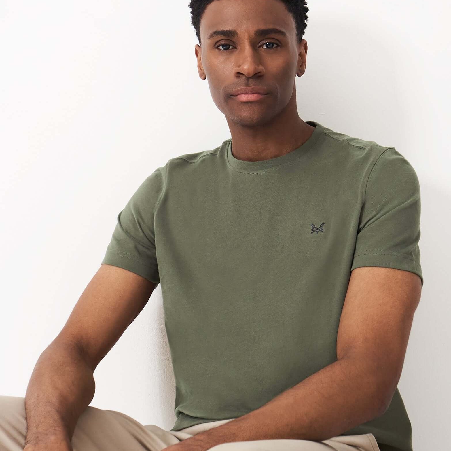 Crew Clothing Classic Crew Neck T-Shirt, 100% Cotton - Heritage Olive