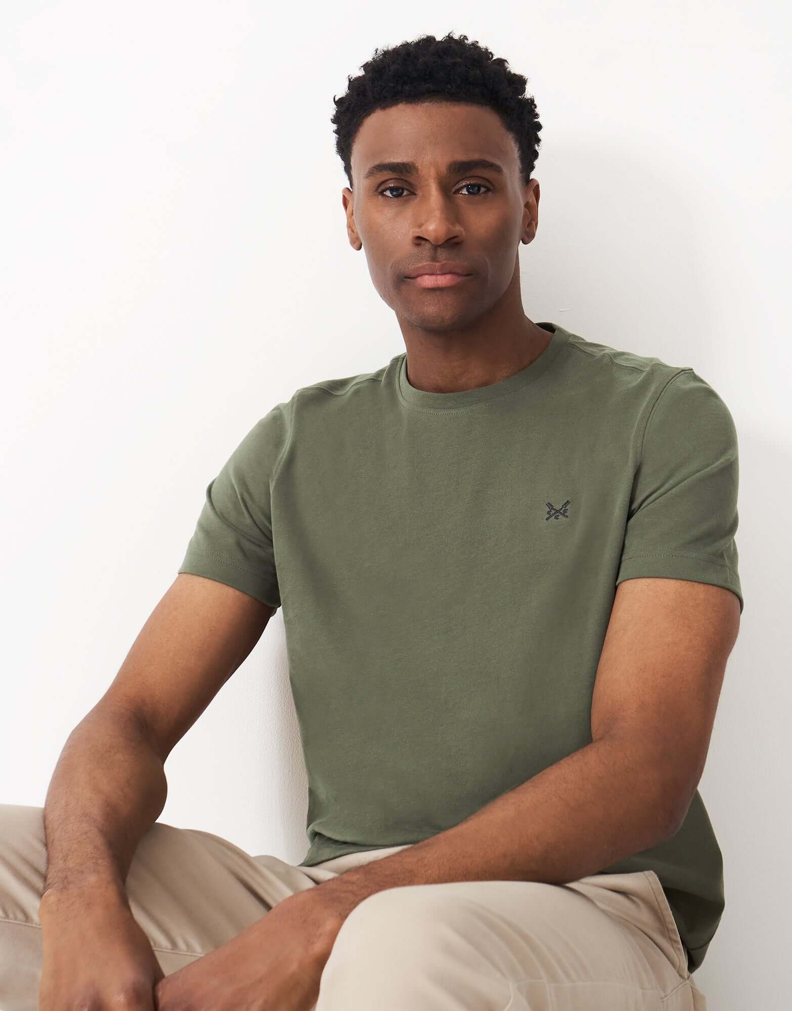 Crew Clothing Classic Crew Neck T-Shirt, 100% Cotton - Heritage Olive