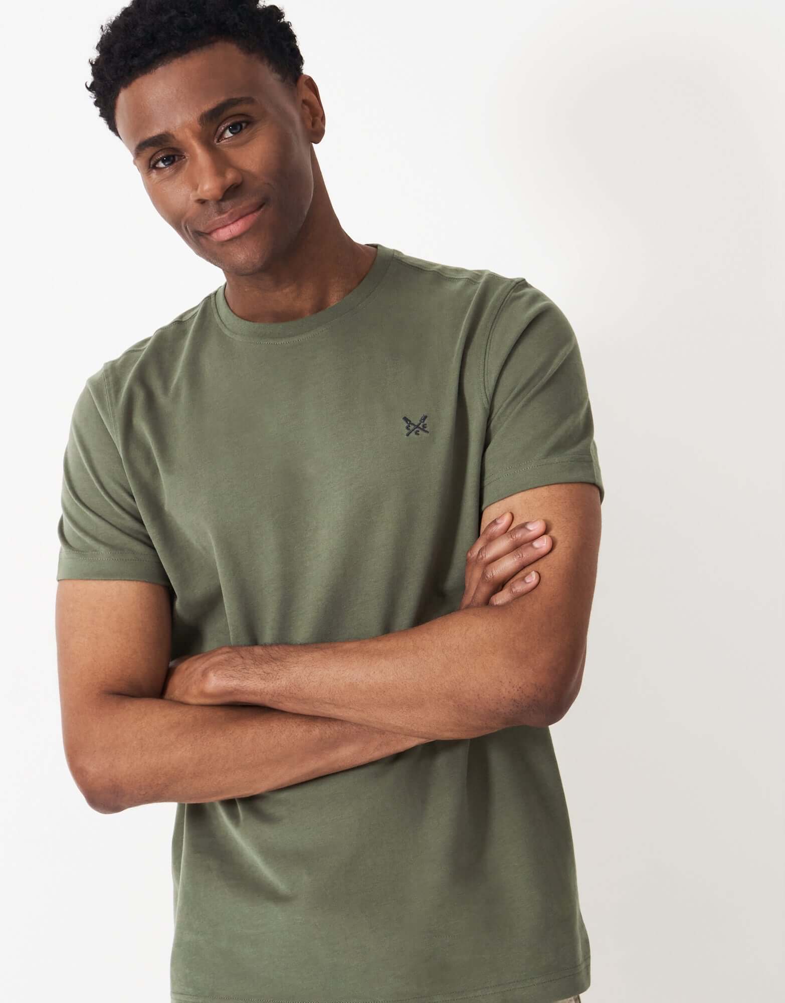 Crew Clothing Classic Crew Neck T-Shirt, 100% Cotton - Heritage Olive