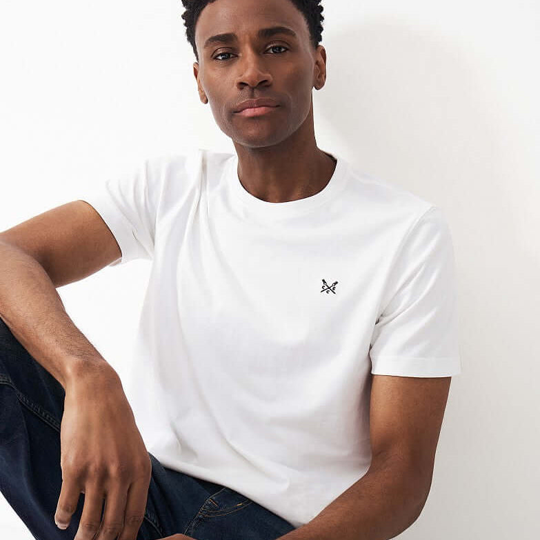 Crew Clothing Classic Crew Neck T-Shirt, 100% Cotton - Optic White