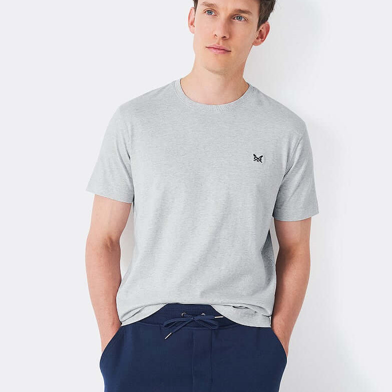 Crew Clothing Classic Crew Neck T-Shirt, 100% Cotton - Ice Grey