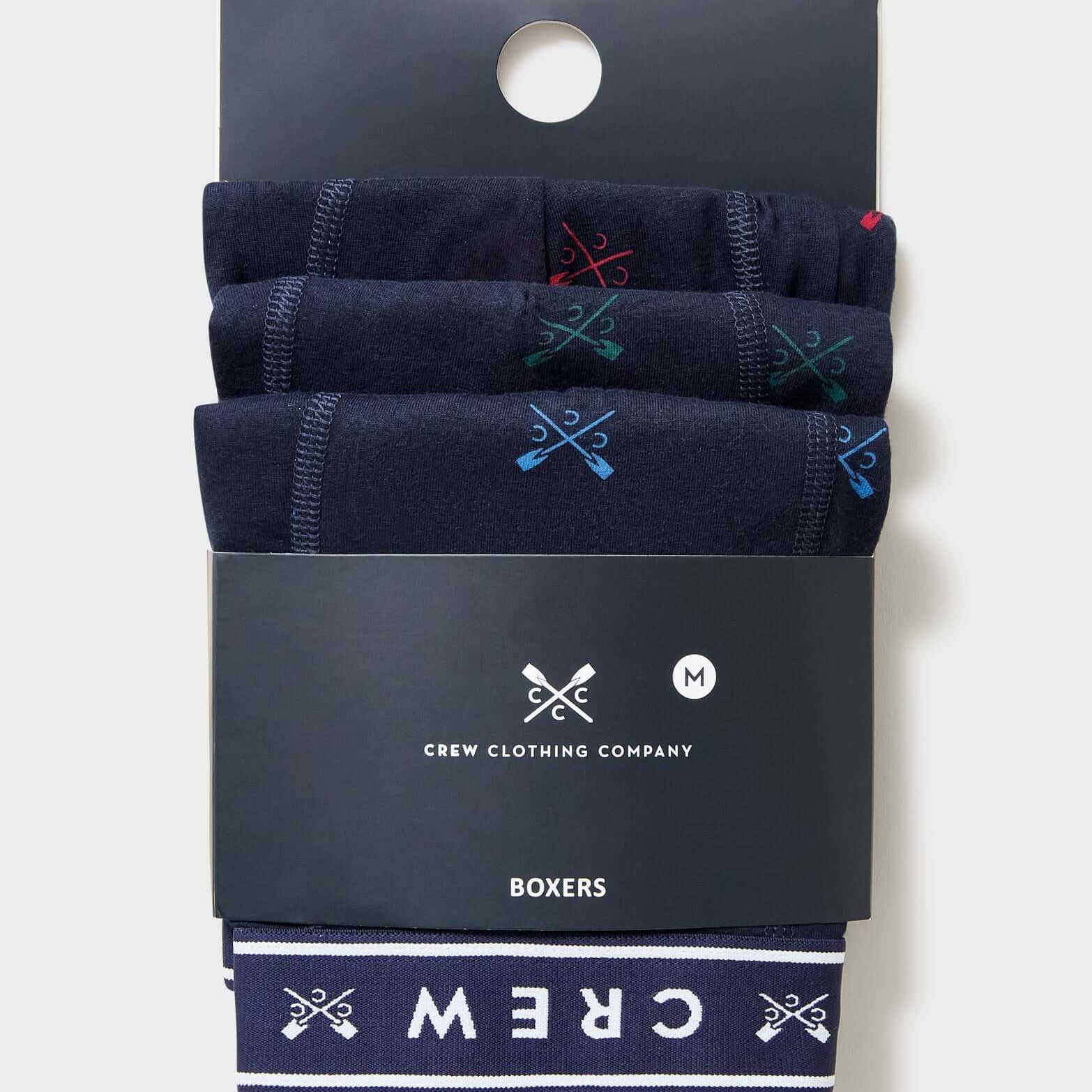 Crew Clothing Cotton Boxers, Pack of 3, Navy Blue Trunks