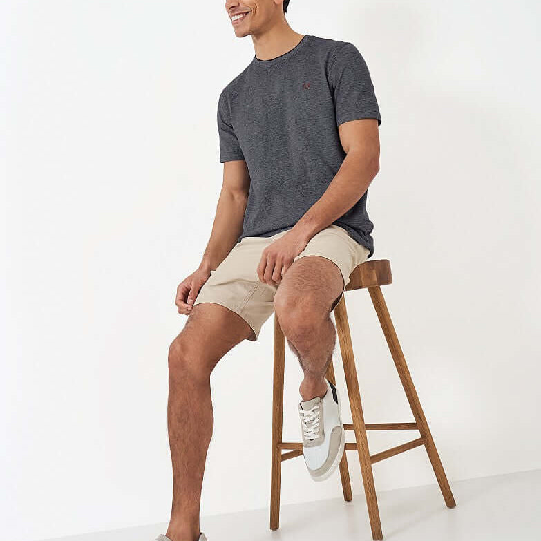 Crew Clothing Oxford Pique Short Sleeve T-Shirt - Heritage Navy White