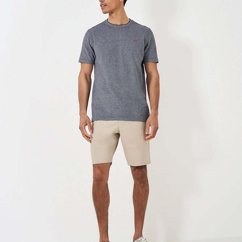 Crew Clothing Oxford Pique Short Sleeve T-Shirt - Heritage Navy White