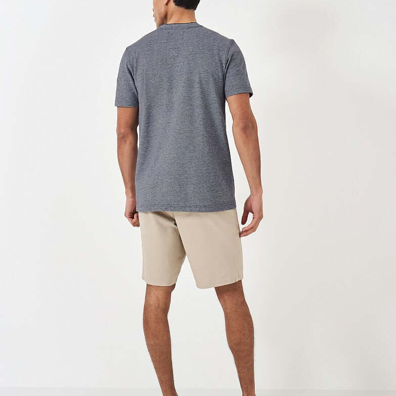 Crew Clothing Oxford Pique Short Sleeve T-Shirt - Heritage Navy White