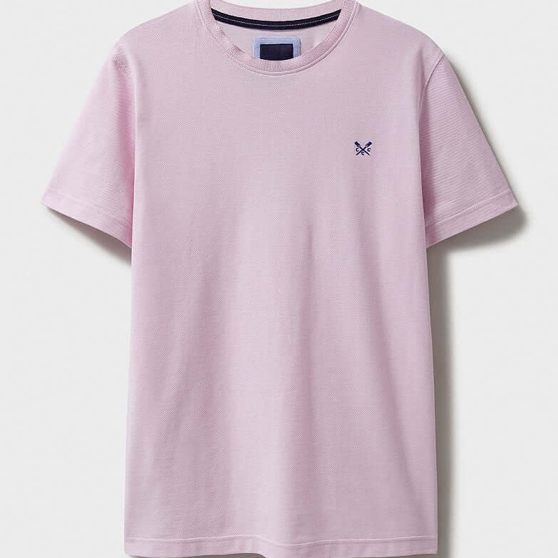 Crew Clothing Oxford Pique Short Sleeve T-Shirt - Heritage Pink White