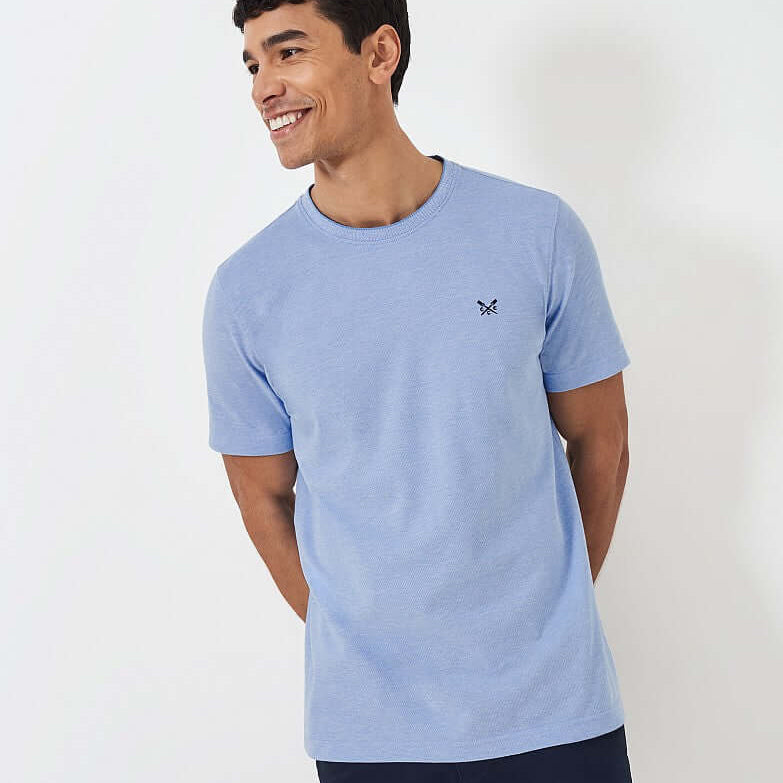 Crew Clothing Oxford Pique Short Sleeve T-Shirt - Heritage Sky White