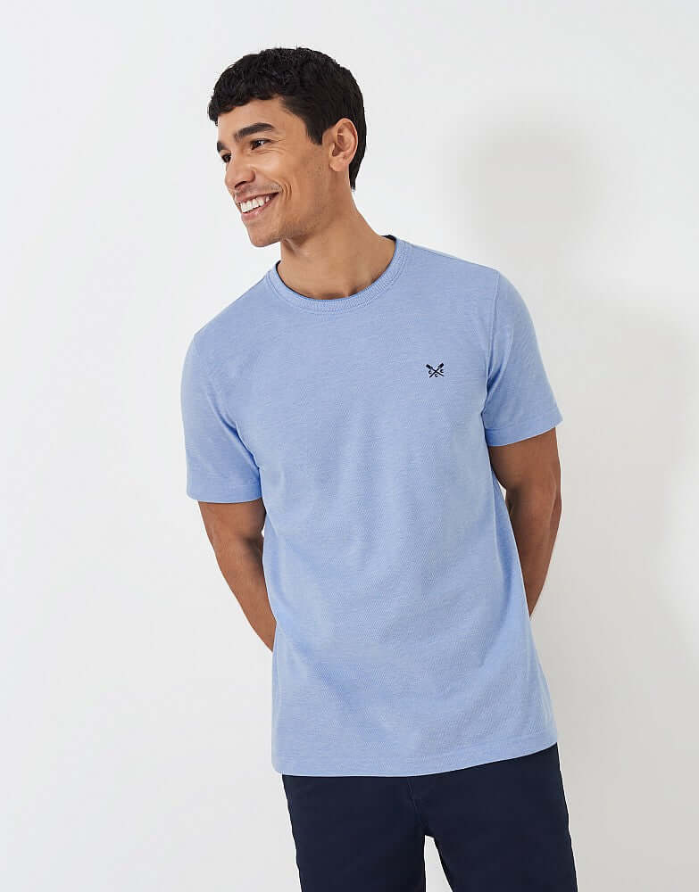 Crew Clothing Oxford Pique Short Sleeve T-Shirt - Heritage Sky White