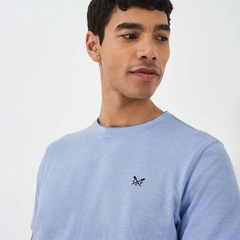 Crew Clothing Oxford Pique Short Sleeve T-Shirt - Heritage Sky White