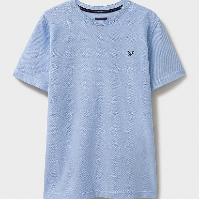 Crew Clothing Oxford Pique Short Sleeve T-Shirt - Heritage Sky White