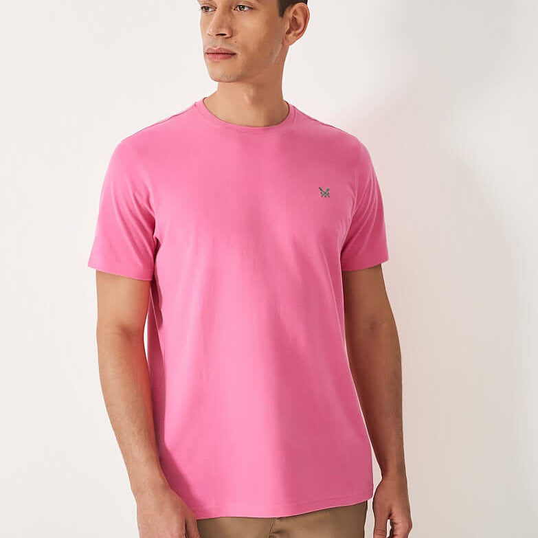 Crew Clothing Classic Crew Neck T-Shirt, 100% Cotton - Azalea Pink