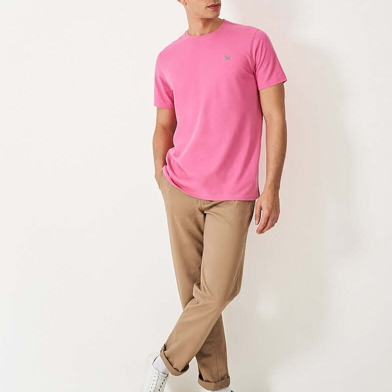 Crew Clothing Classic Crew Neck T-Shirt, 100% Cotton - Azalea Pink