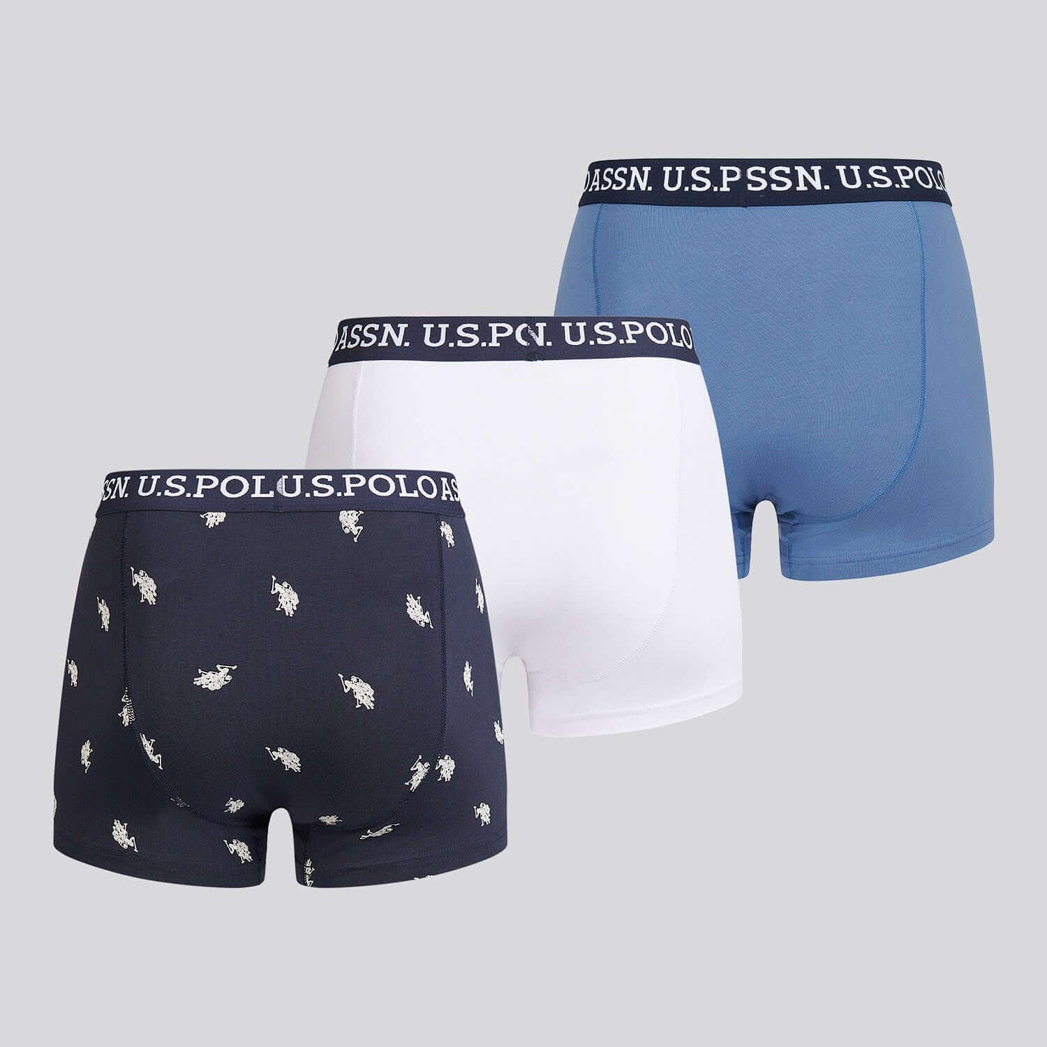 U.S. Polo Assn 3 Pack Cotton Stretch Trunks - Navy, Blue, White