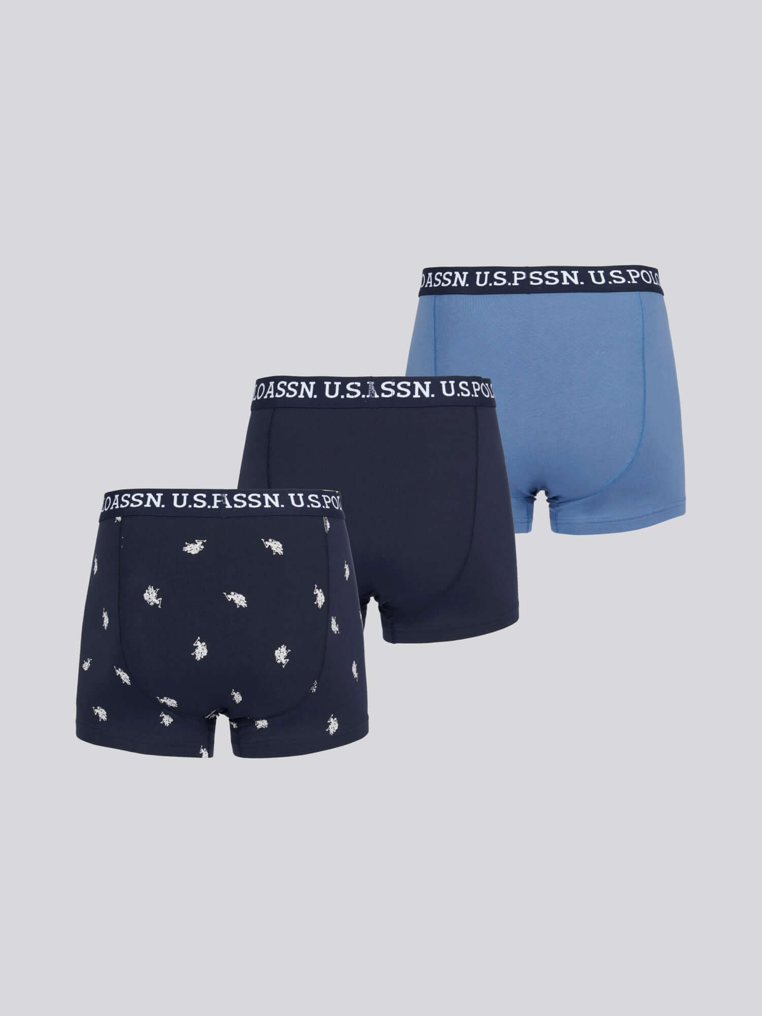 U.S. Polo Assn. 3 Pack Cotton Stretch Multi Trunks - Blue, Print, Navy