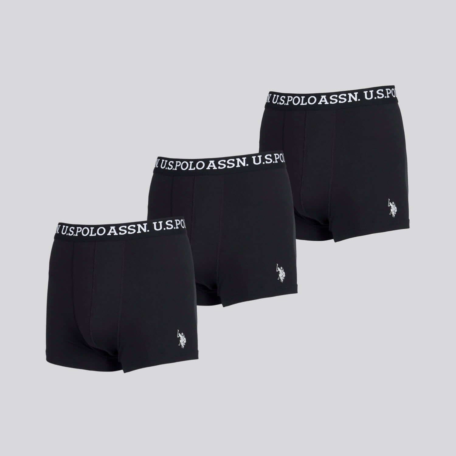 U.S. Polo Assn 3 Pack Cotton Stretch Trunks - Black