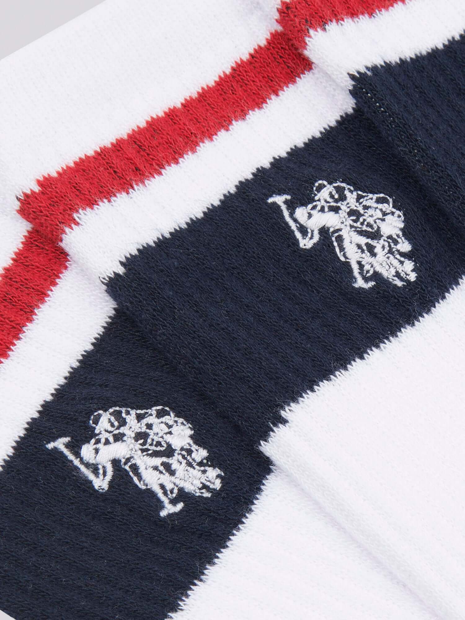 U.S. Polo Assn. 3-Pack Brand Stripe Sports Socks, Bright White