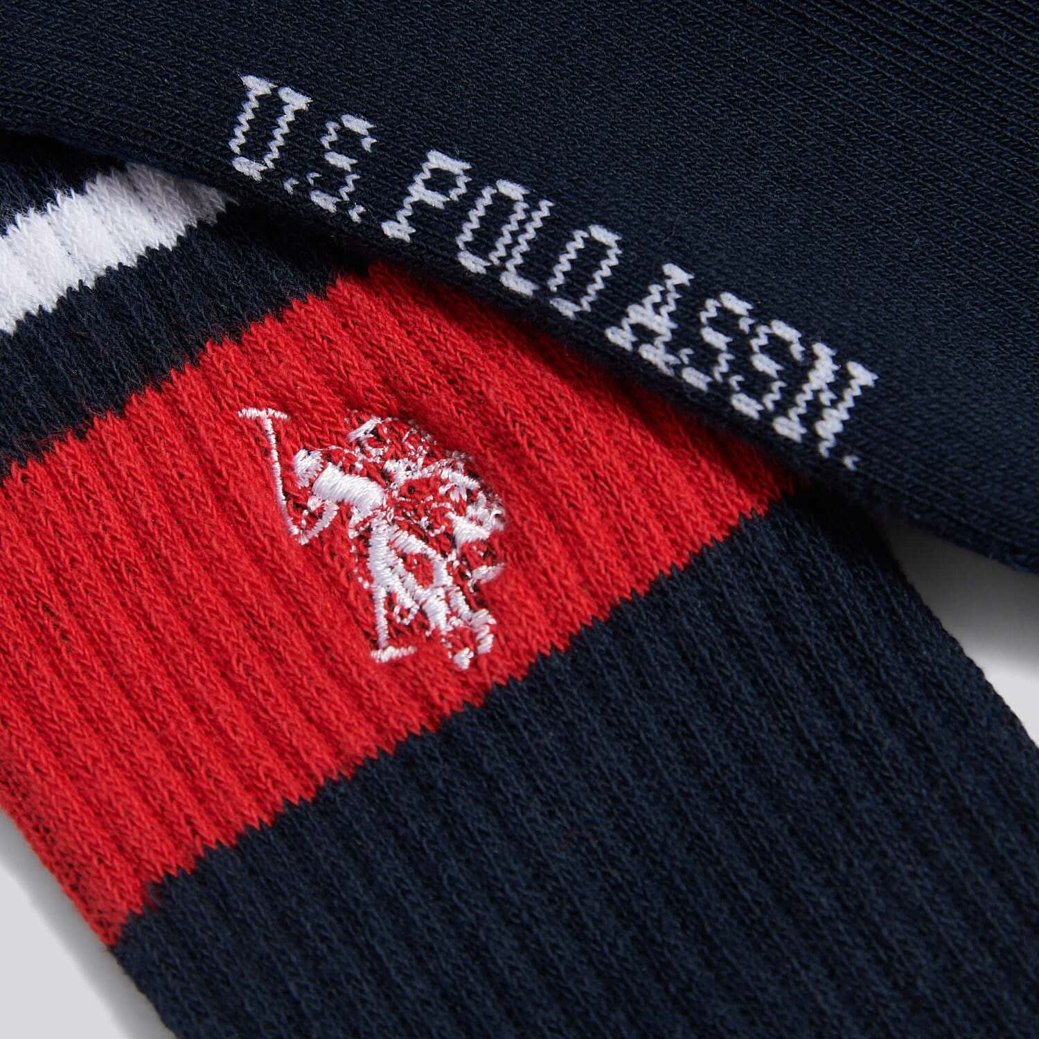 U.S. Polo Assn. 3-Pack Brand Stripe Sports Socks, Black