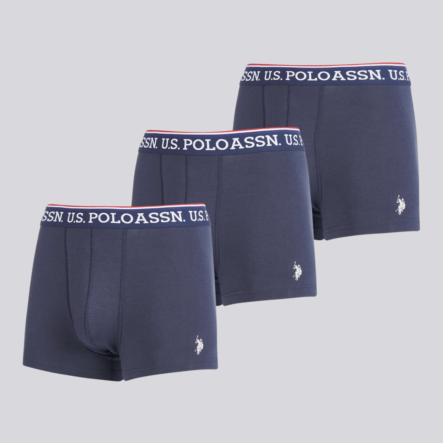 U.S. Polo Assn 3 Pack Cotton Stretch Trunks - Dark Sapphire Navy