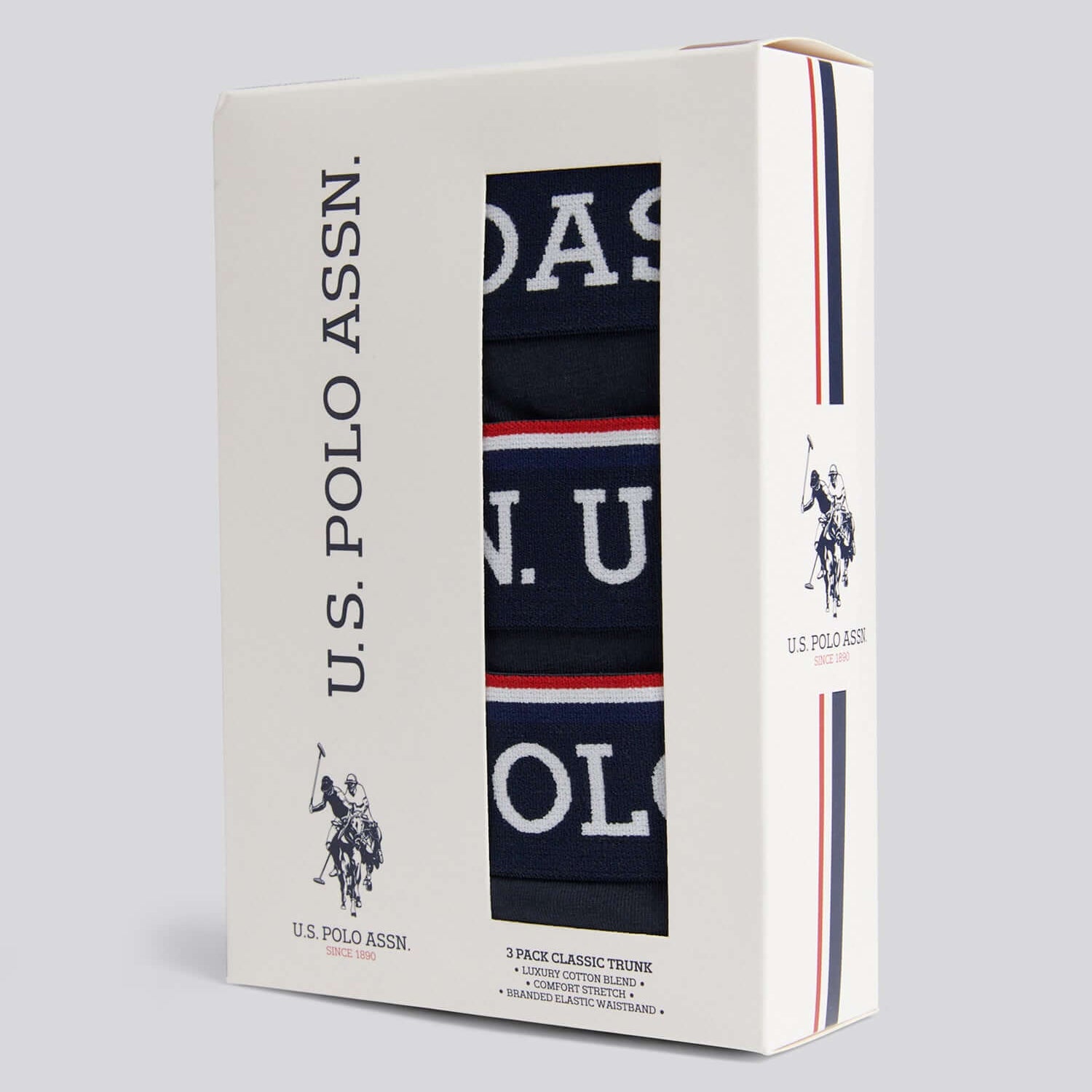 U.S. Polo Assn 3 Pack Cotton Stretch Trunks - Dark Sapphire Navy