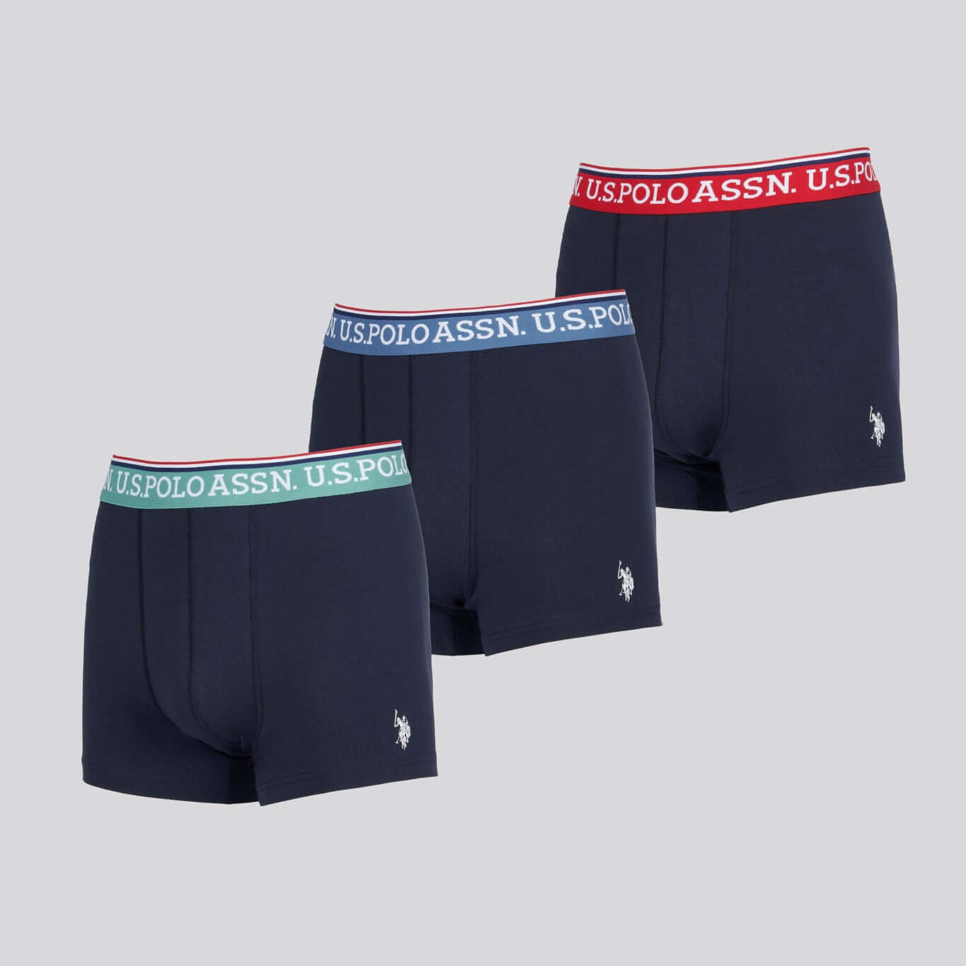 U.S. Polo Assn. 3 Pack Cotton Stretch Multi Trunks - Dark Sapphire Navy