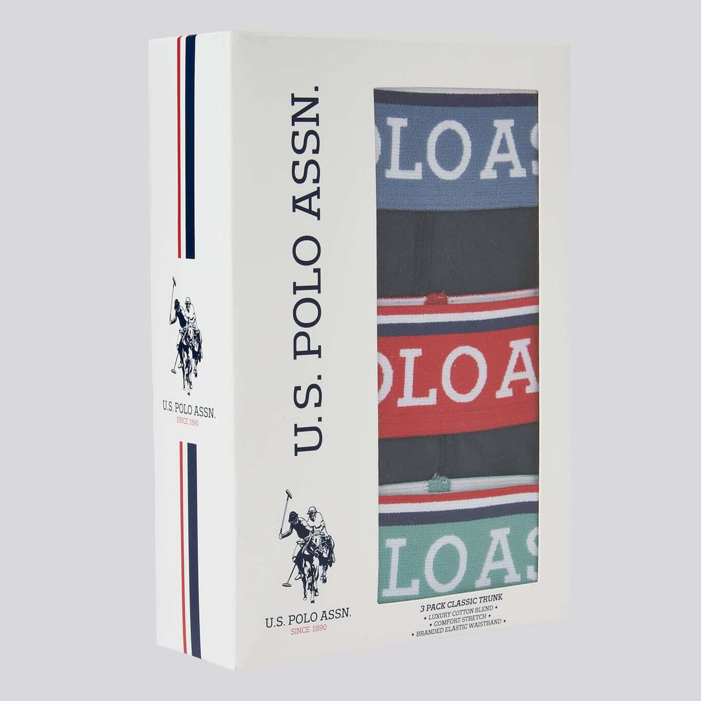 U.S. Polo Assn. 3 Pack Cotton Stretch Multi Trunks - Dark Sapphire Navy