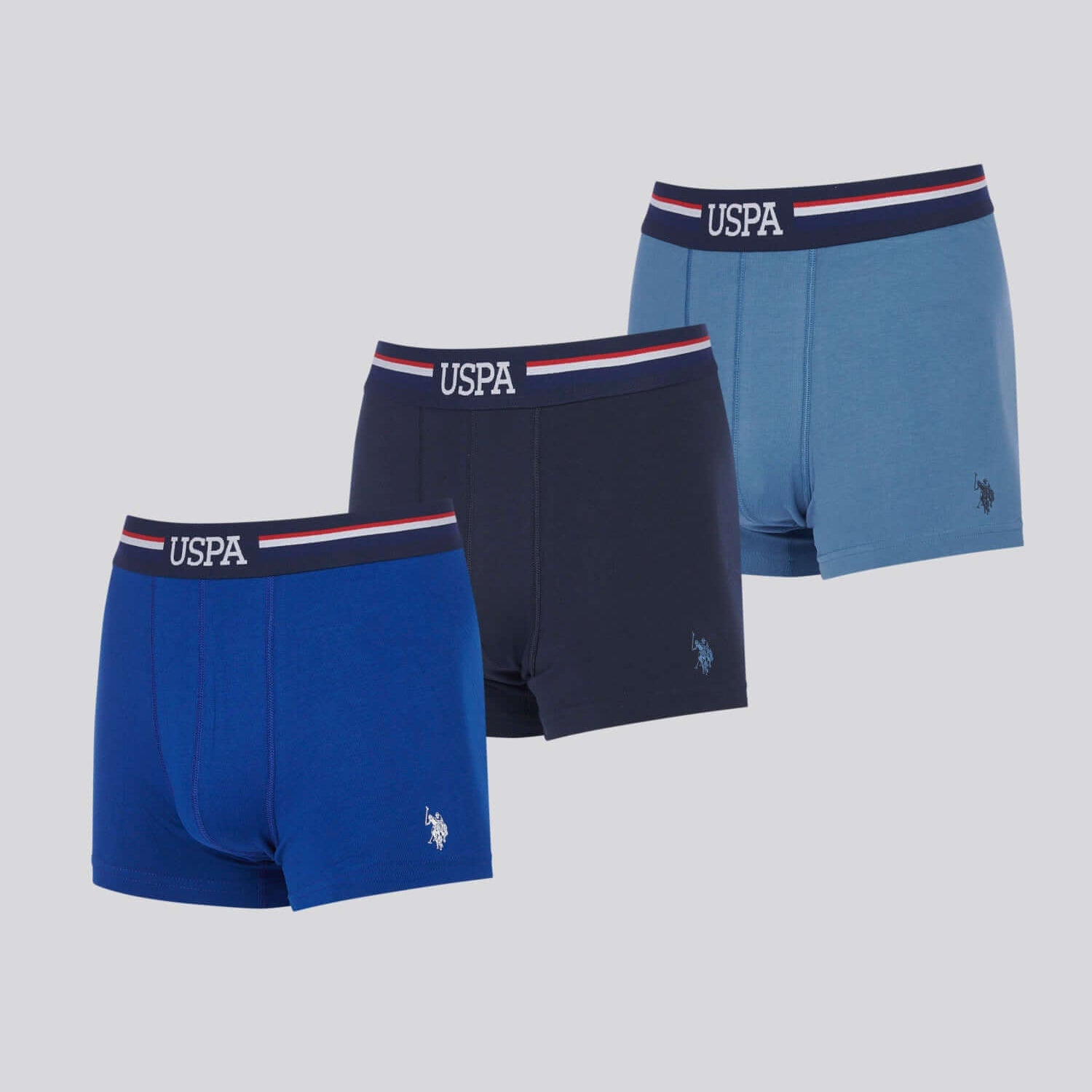 U.S. Polo Assn. 3 Pack Cotton Stretch Multi Trunks - Sodalite Blue