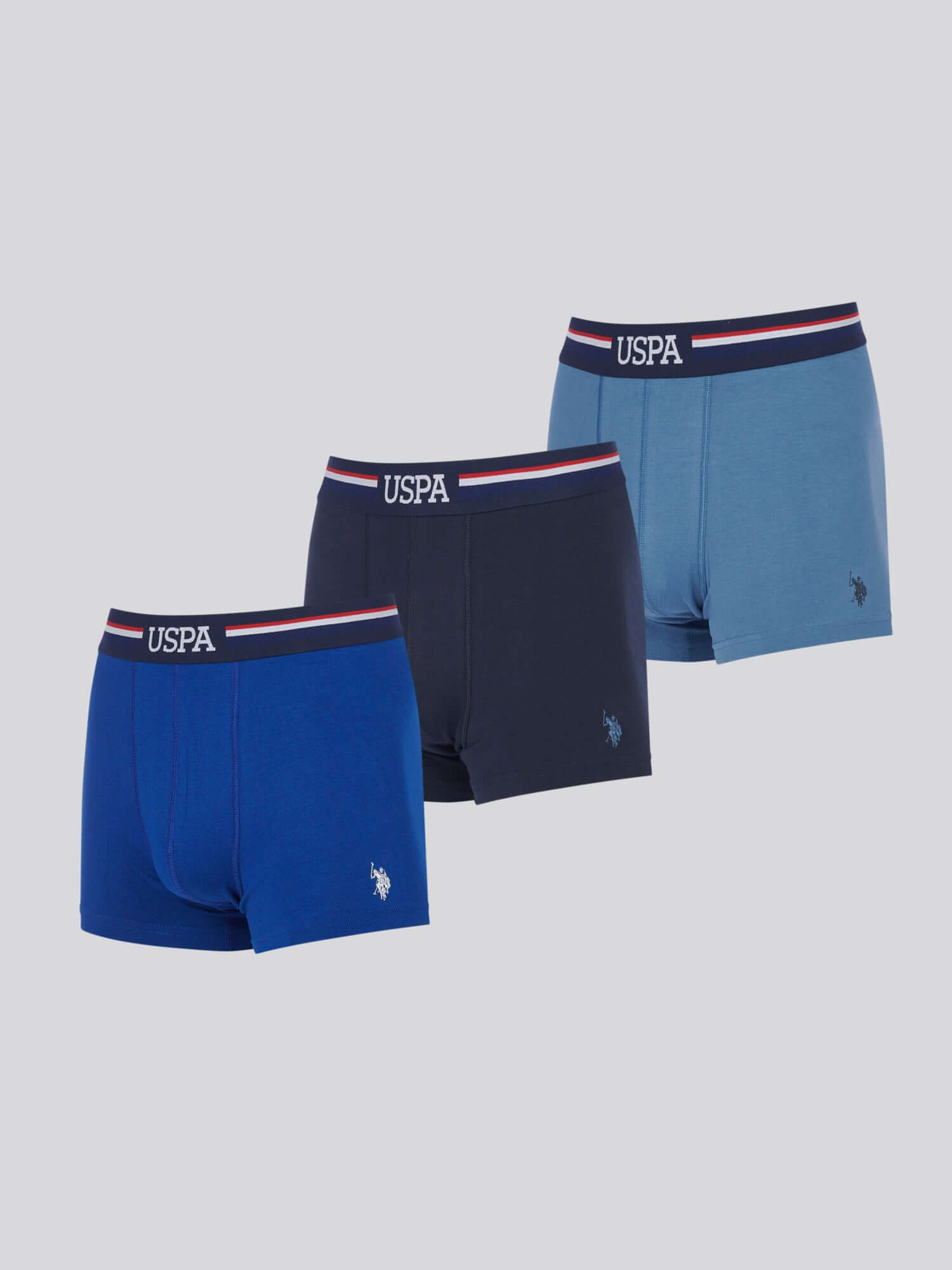 U.S. Polo Assn. 3 Pack Cotton Stretch Multi Trunks - Sodalite Blue