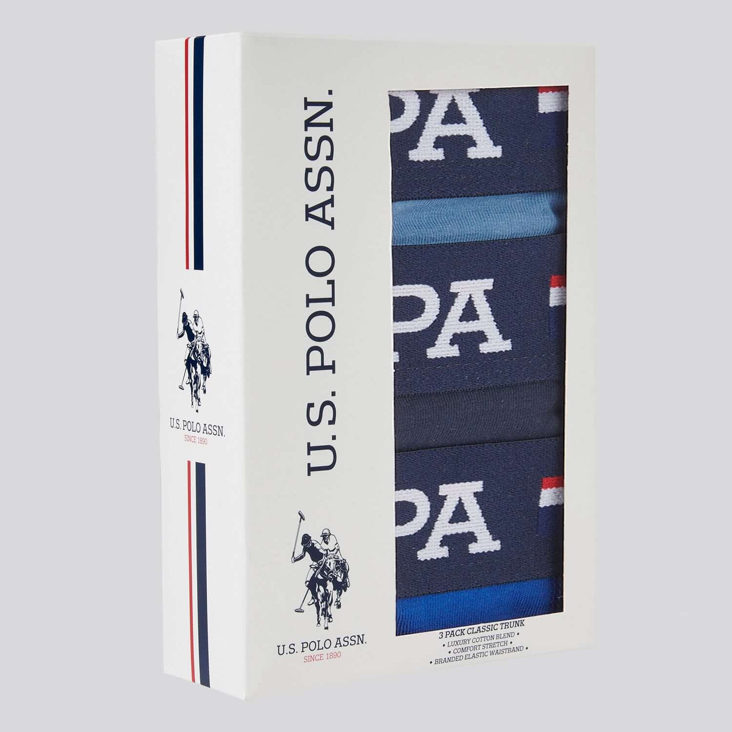 U.S. Polo Assn. 3 Pack Cotton Stretch Multi Trunks - Sodalite Blue