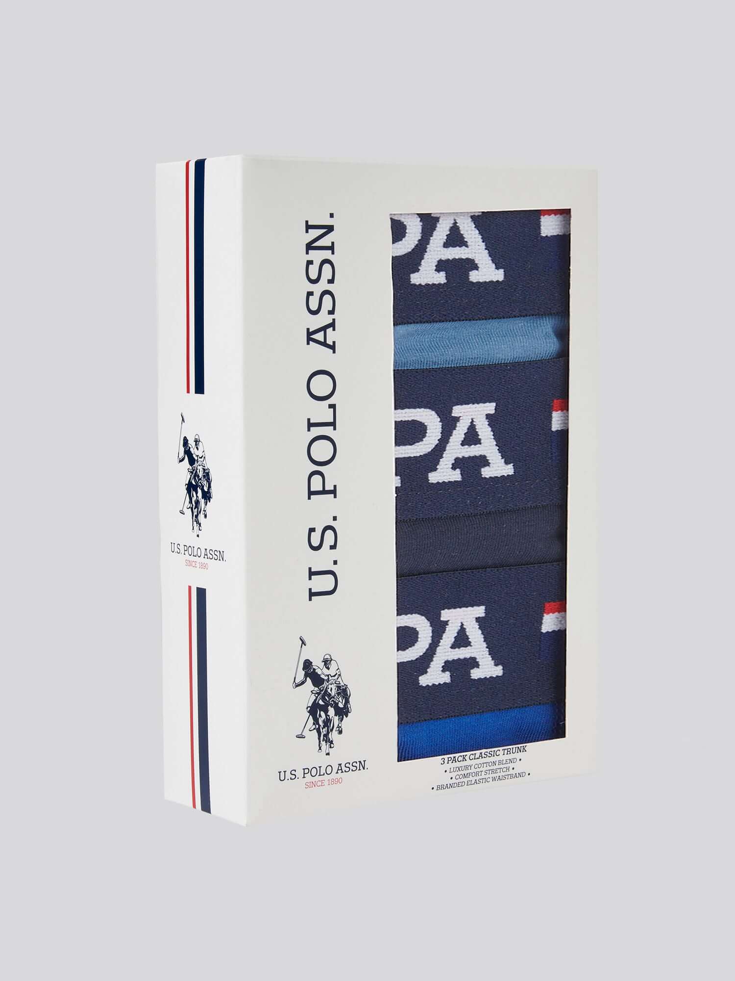 U.S. Polo Assn. 3 Pack Cotton Stretch Multi Trunks - Sodalite Blue