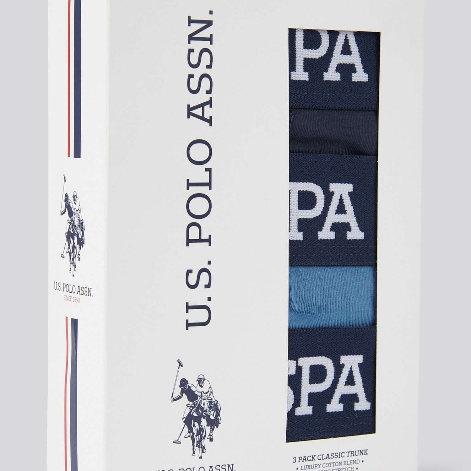 U.S. Polo Assn 3 Pack Cotton Stretch Trunks - Blues