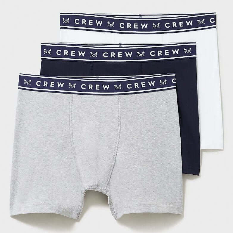 Crew Clothing Cotton 3 Pack Cotton Jersey Boxers - Grey/Navy/White