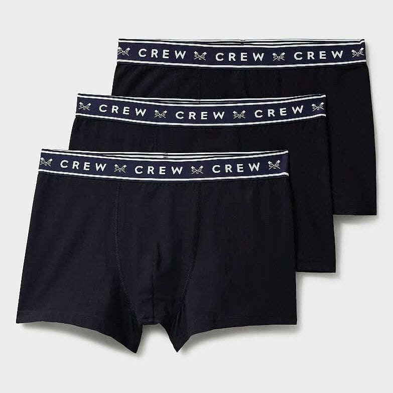 Crew Clothing Cotton 3 Pack Cotton Jersey Trunks - Black