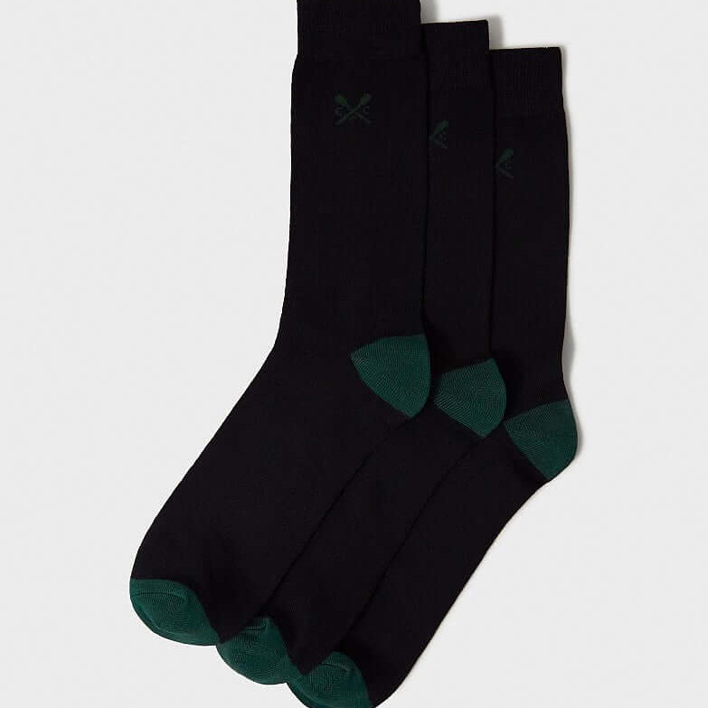 Crew Clothing 3 Pack Classic Bamboo Socks - Black