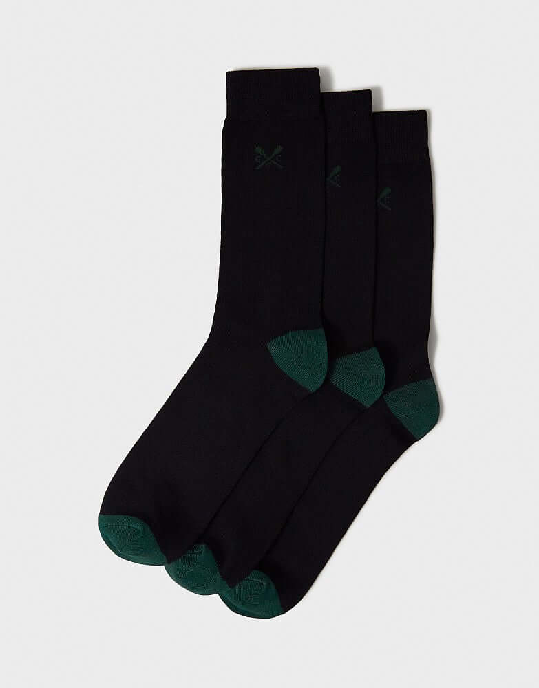 Crew Clothing 3 Pack Classic Bamboo Socks - Black