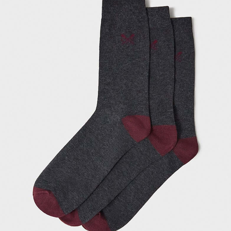 Crew Clothing 3 Pack Classic Bamboo Socks - Charcoal