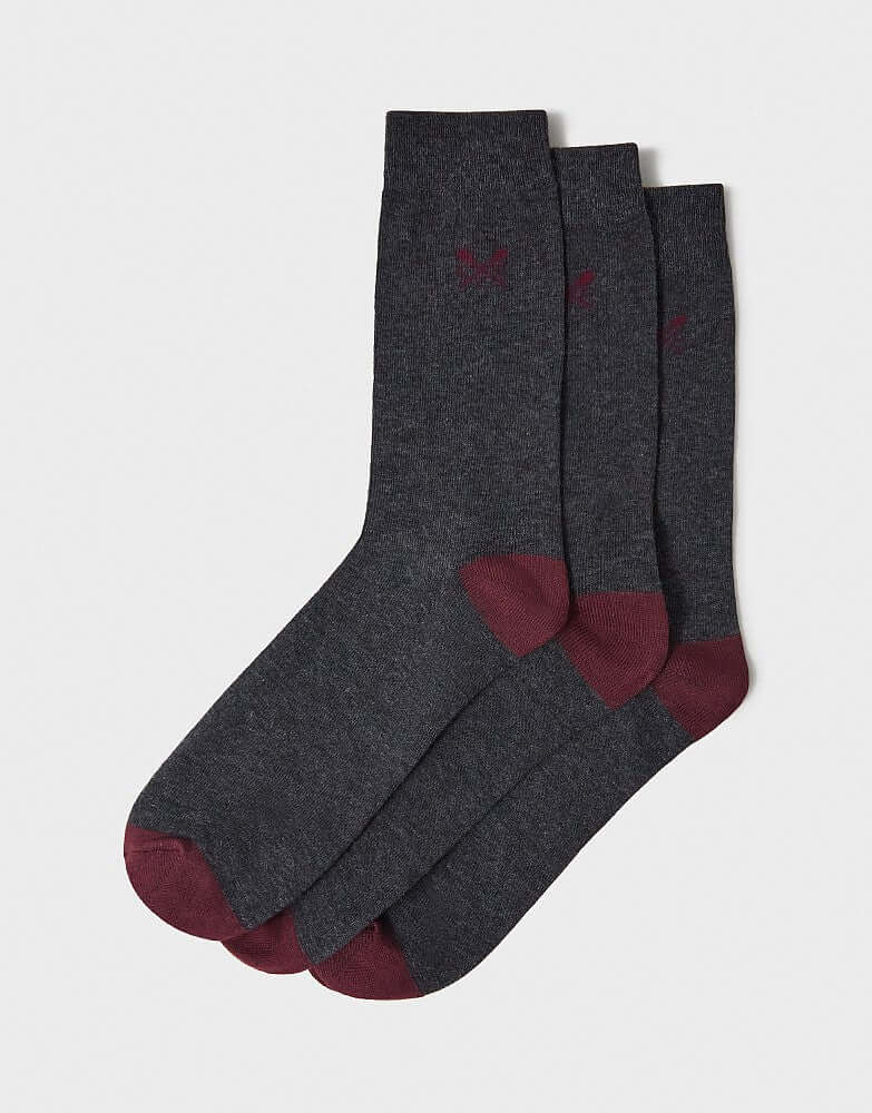 Crew Clothing 3 Pack Classic Bamboo Socks - Charcoal