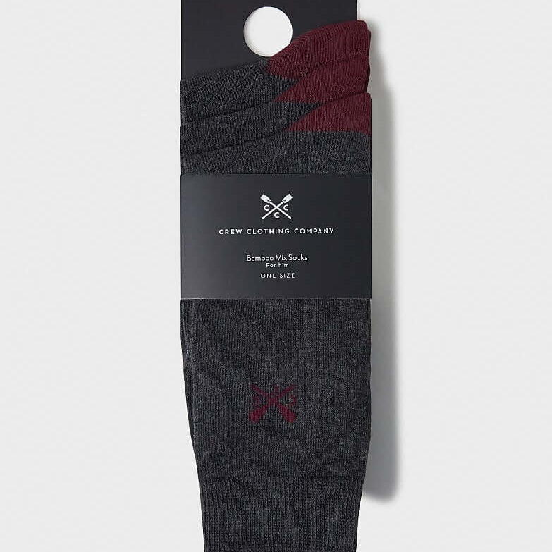 Crew Clothing 3 Pack Classic Bamboo Socks - Charcoal