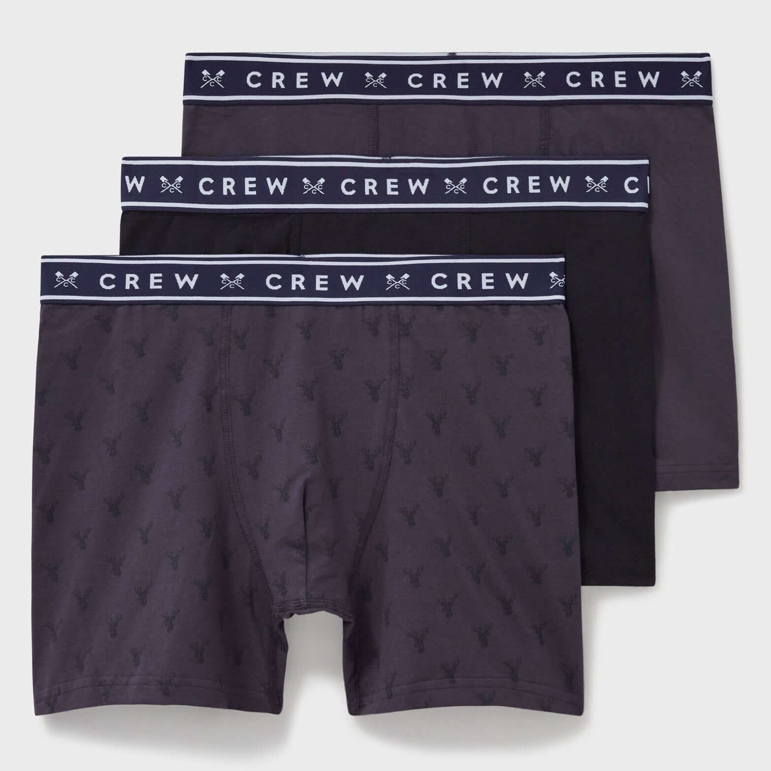 Crew Clothing 3 Pack Jersey Boxer - Stag Print