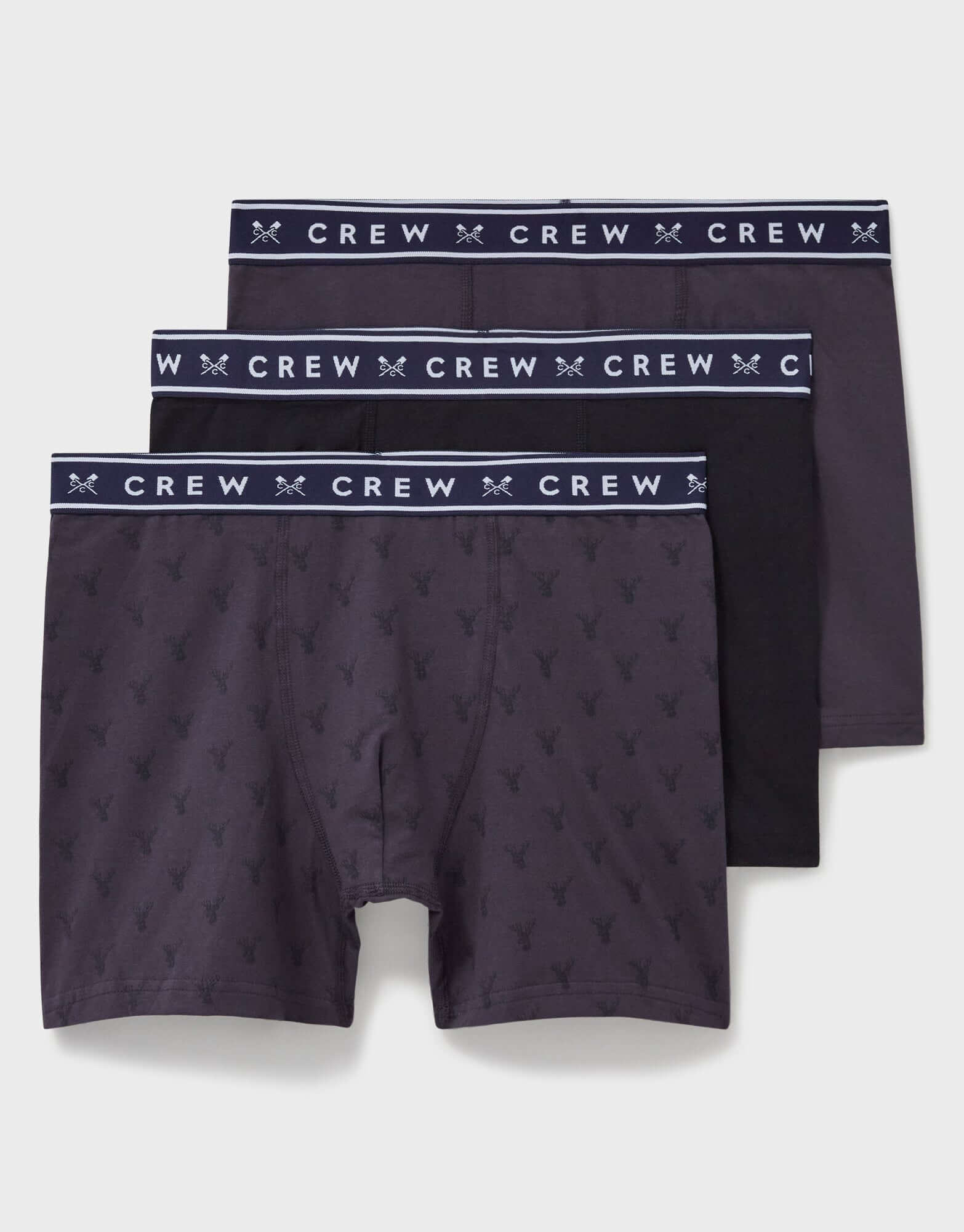 Crew Clothing 3 Pack Jersey Boxer - Stag Print