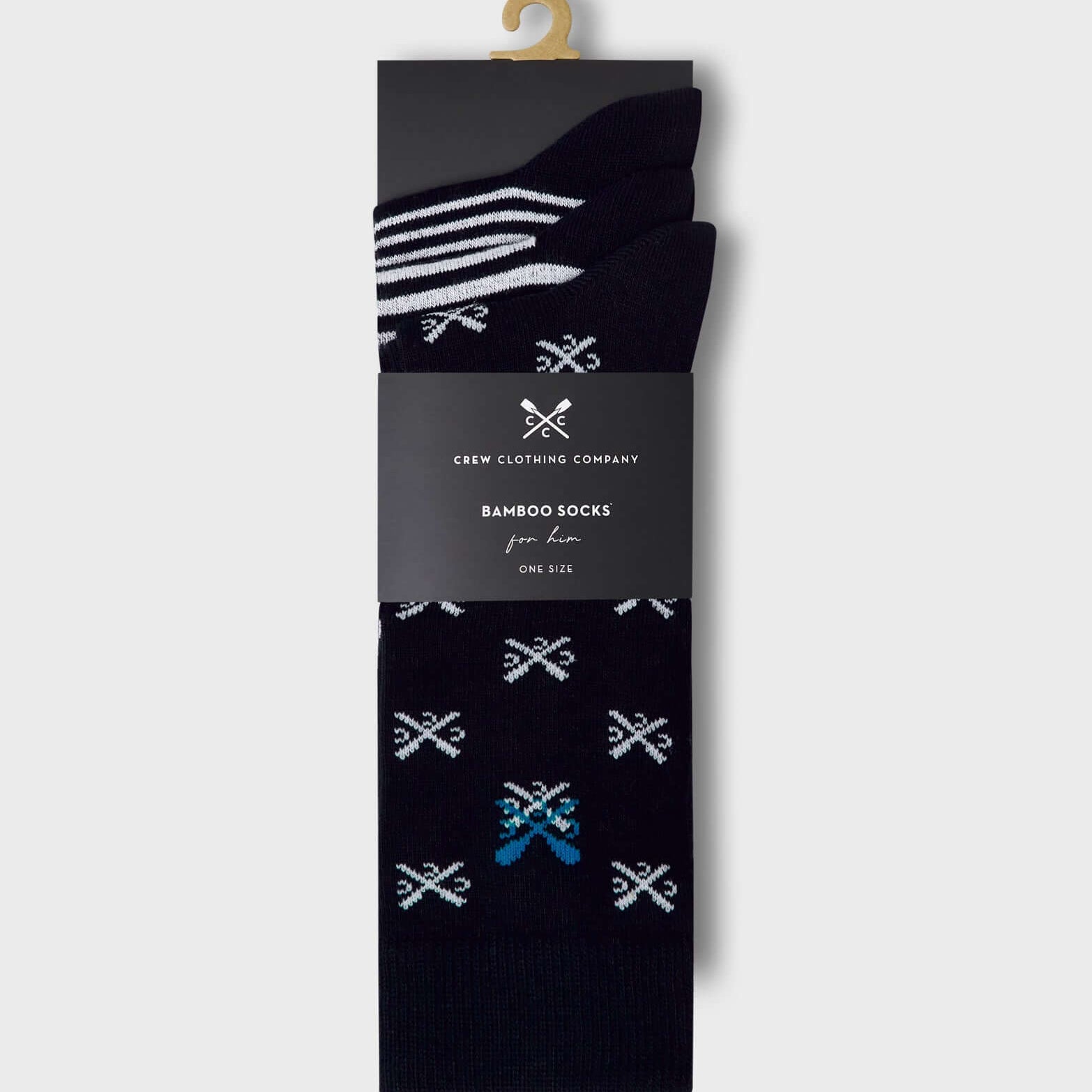 Crew Clothing 3 Pack Classic Bamboo Socks - Stripes / Crossed Oars