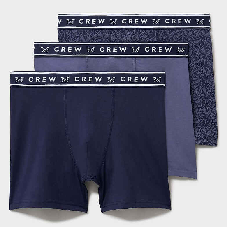 Crew Clothing men's 3 pack jersey boxers - Navy & Bird Print