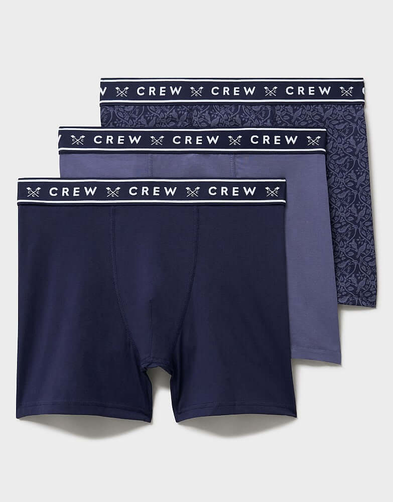 Crew Clothing men's 3 pack jersey boxers - Navy & Bird Print